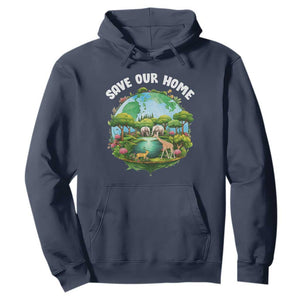 Earth Day Hoodie Save Our Home Animals Wildlife Nature Lover TS09 Navy Printyourwear
