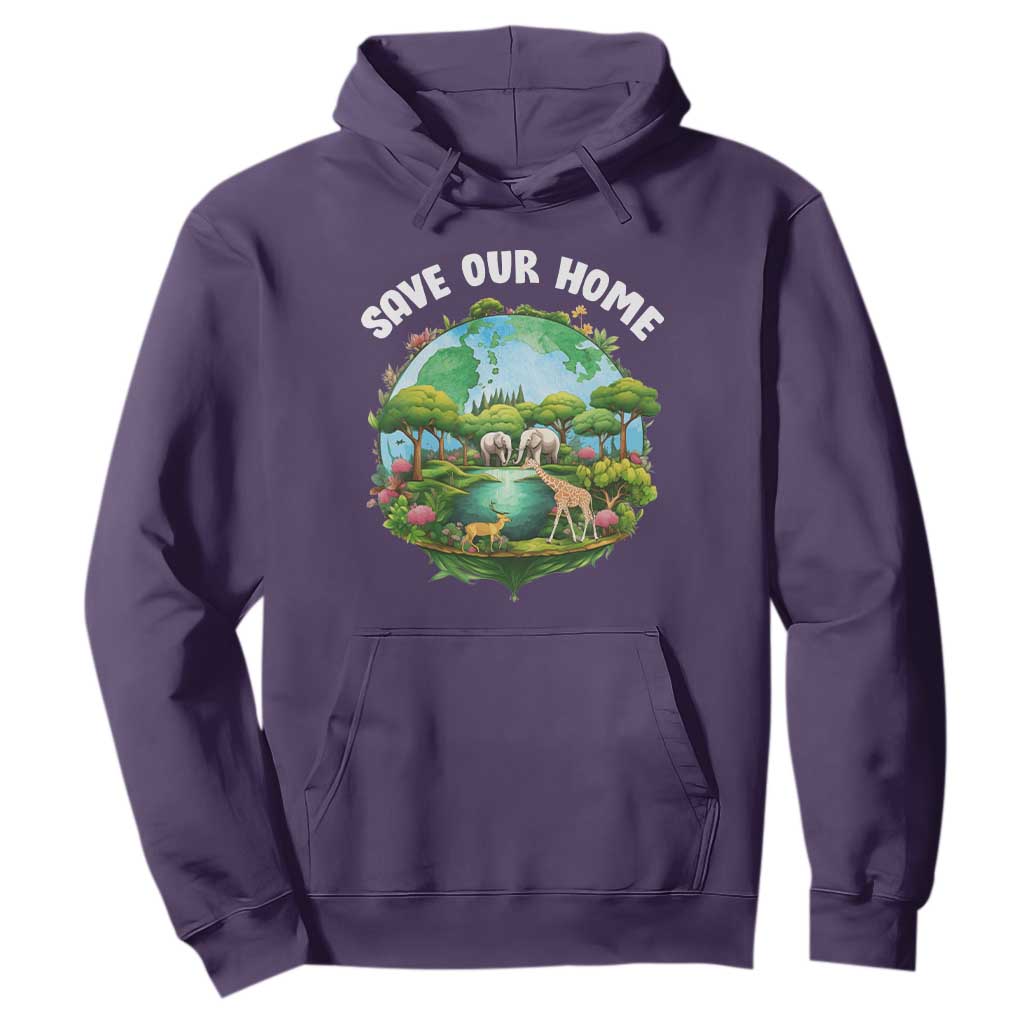 Earth Day Hoodie Save Our Home Animals Wildlife Nature Lover TS09 Purple Printyourwear
