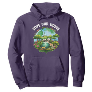 Earth Day Hoodie Save Our Home Animals Wildlife Nature Lover TS09 Purple Printyourwear