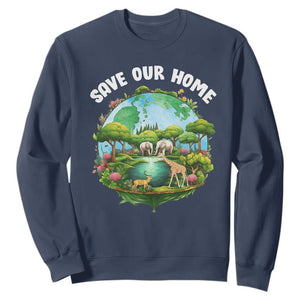 Earth Day Sweatshirt Save Our Home Animals Wildlife Nature Lover TS09 Navy Printyourwear