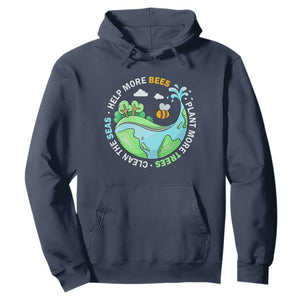 Earth Day Hoodie Help More Bees Plant More Trees Clean The Seas TS09 Navy Printyourwear