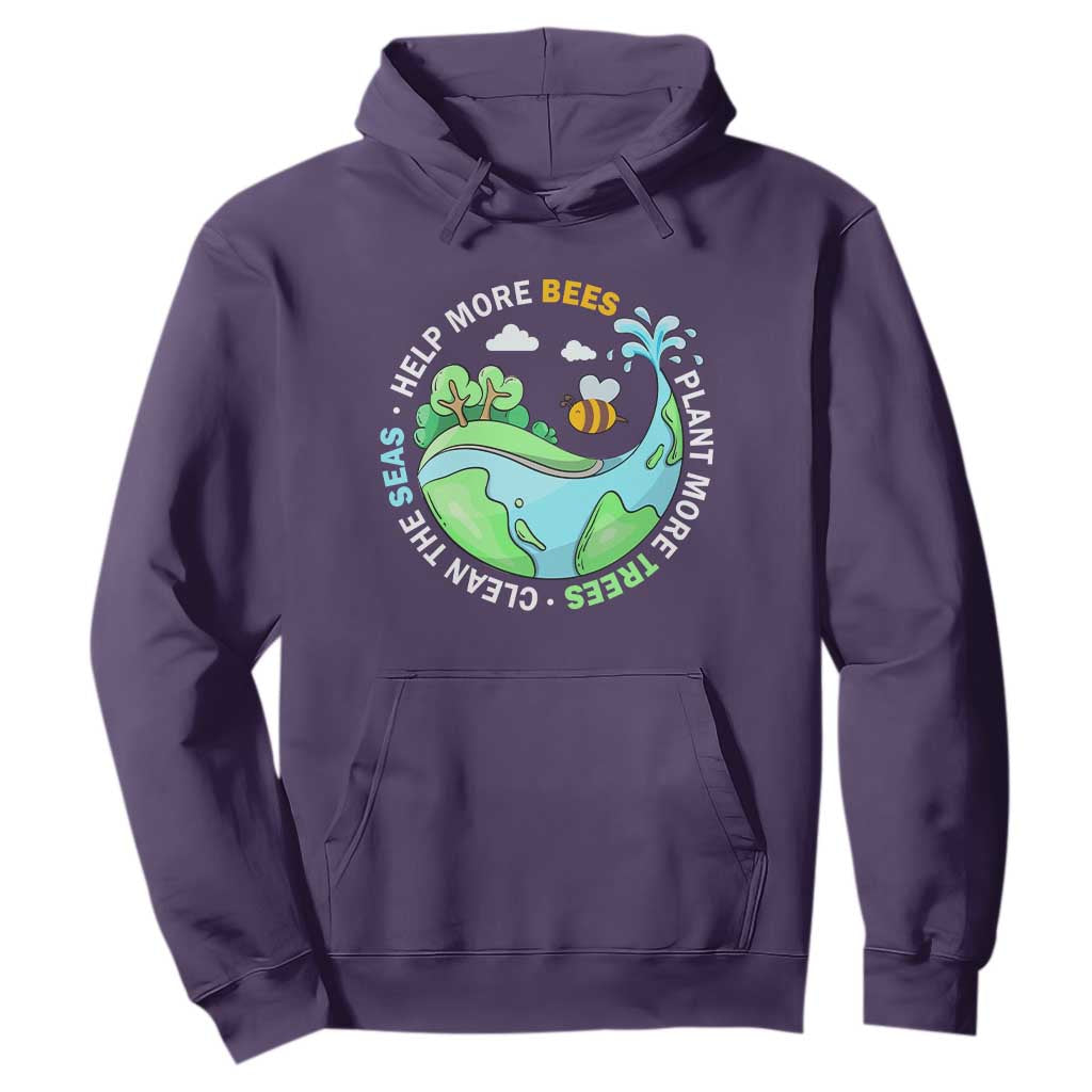 Earth Day Hoodie Help More Bees Plant More Trees Clean The Seas TS09 Purple Printyourwear