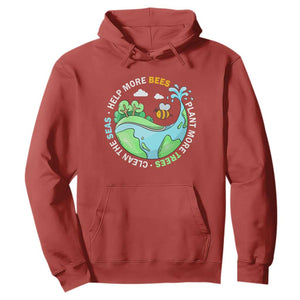 Earth Day Hoodie Help More Bees Plant More Trees Clean The Seas TS09 Red Printyourwear