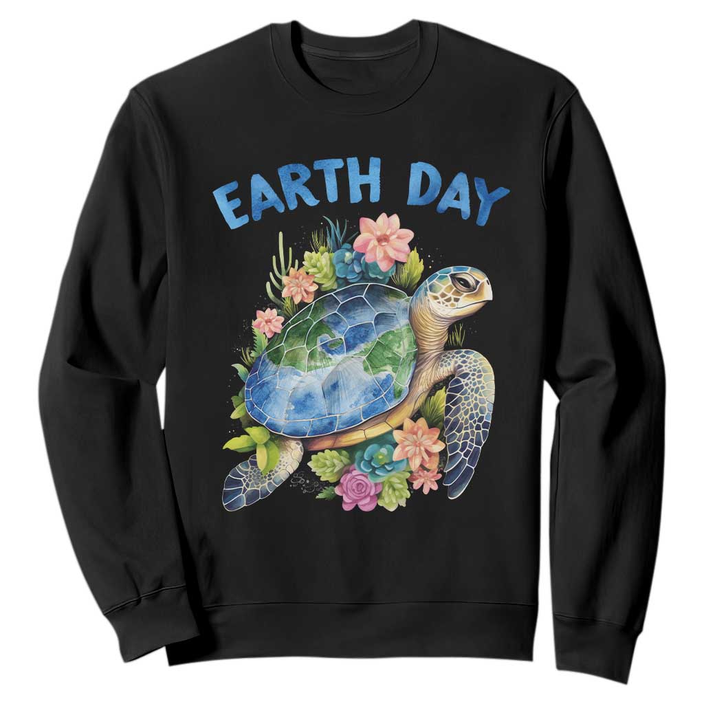 Earth Day Sweatshirt Sea Turtle Save Our Ocean TS09 Black Printyourwear