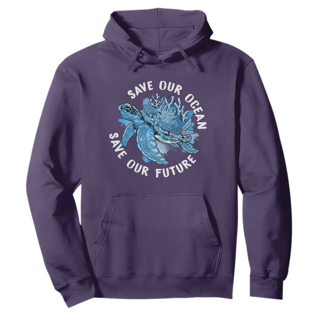 Earth Day Hoodie Save Our Oceans Save Our Future Sea Turtle TS09 Purple Printyourwear