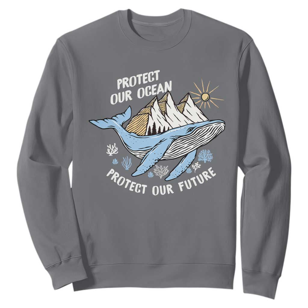 Earth Day Sweatshirt Save Our Oceans Save Our Future Whale TS09 Charcoal Printyourwear
