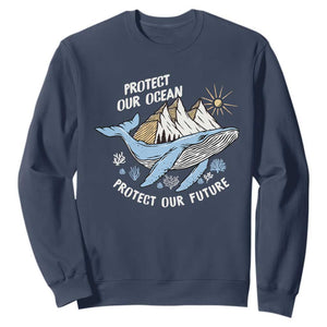 Earth Day Sweatshirt Save Our Oceans Save Our Future Whale TS09 Navy Printyourwear