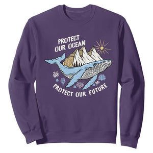 Earth Day Sweatshirt Save Our Oceans Save Our Future Whale TS09 Purple Printyourwear