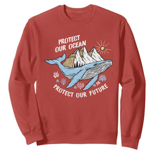 Earth Day Sweatshirt Save Our Oceans Save Our Future Whale TS09 Red Printyourwear