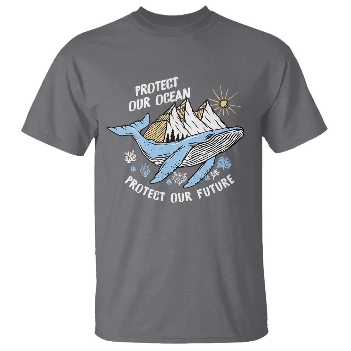 Earth Day T Shirt Save Our Oceans Save Our Future Whale TS09 Charcoal Printyourwear