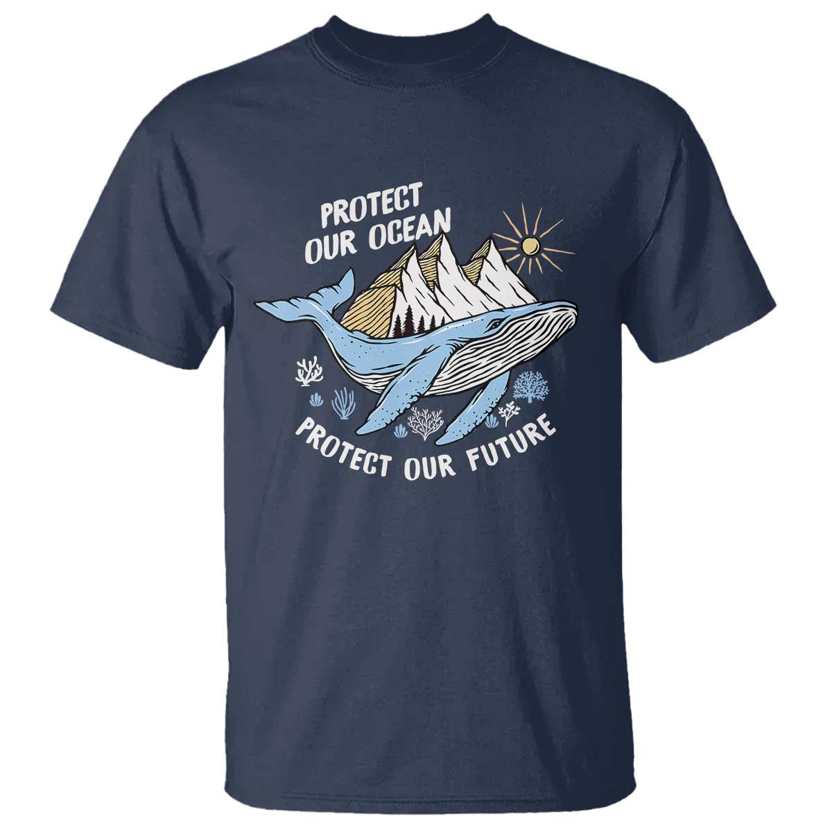Earth Day T Shirt Save Our Oceans Save Our Future Whale TS09 Navy Printyourwear