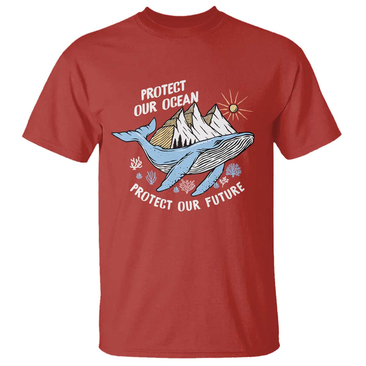 Earth Day T Shirt Save Our Oceans Save Our Future Whale TS09 Red Printyourwear