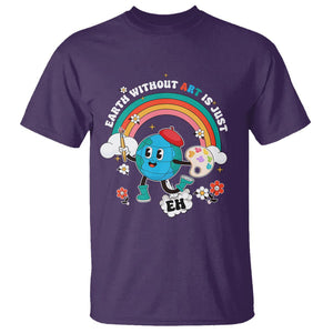 Funny Art Teacher T Shirt Earth Without Art Is Just Eh Painting Artist Wordplay Pun TS09 Purple Printyourwear