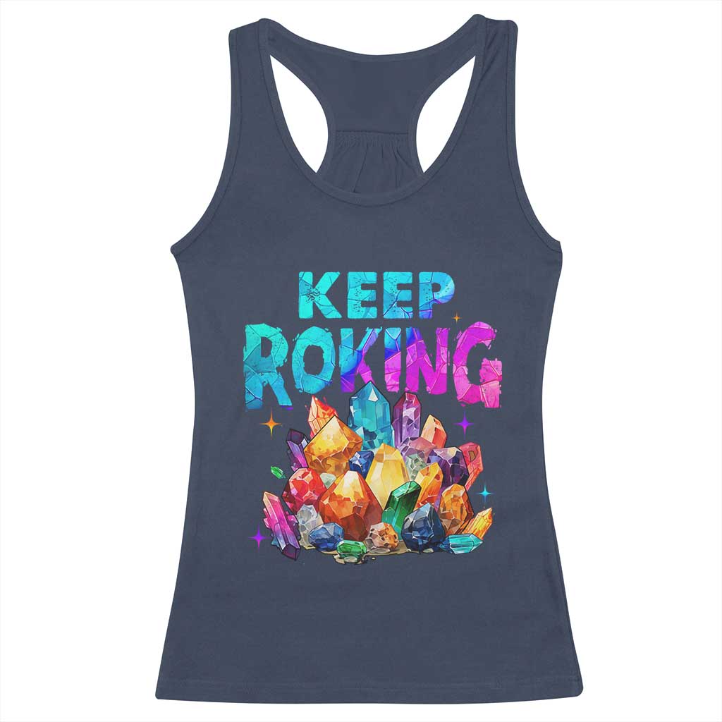 Rock Collector Racerback Tank Top Keep Rocking Geologist TS09 Navy Print Your Wear
