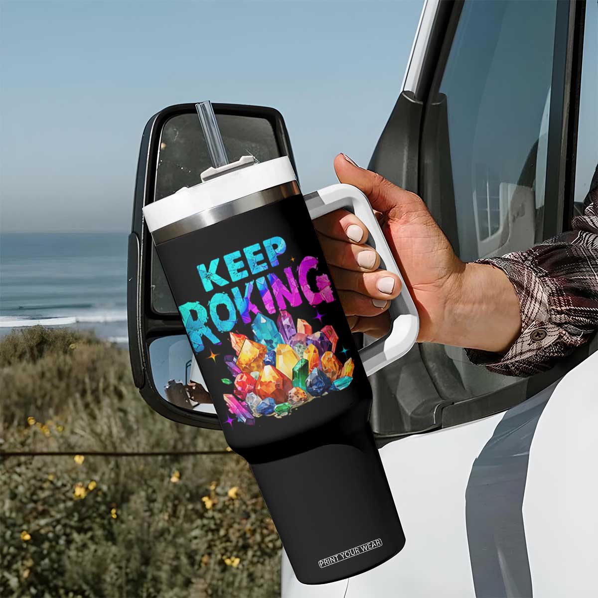 Rock Collector Tumbler With Handle Keep Rocking Geologist TS09 Print Your Wear