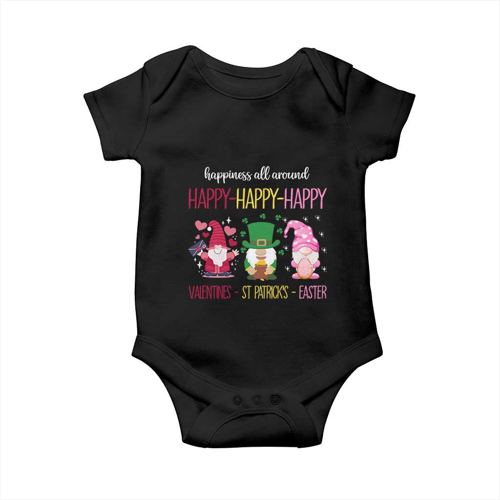 Happy Valentines St Patrick Easter Day Gnomies Baby Onesie TS09 Black Print Your Wear