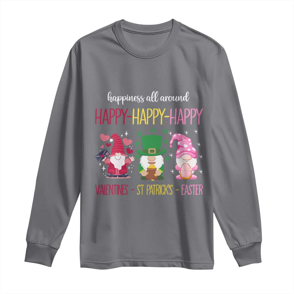 Happy Valentines St Patrick Easter Day Gnomies Long Sleeve Shirt TS09 Charcoal Print Your Wear