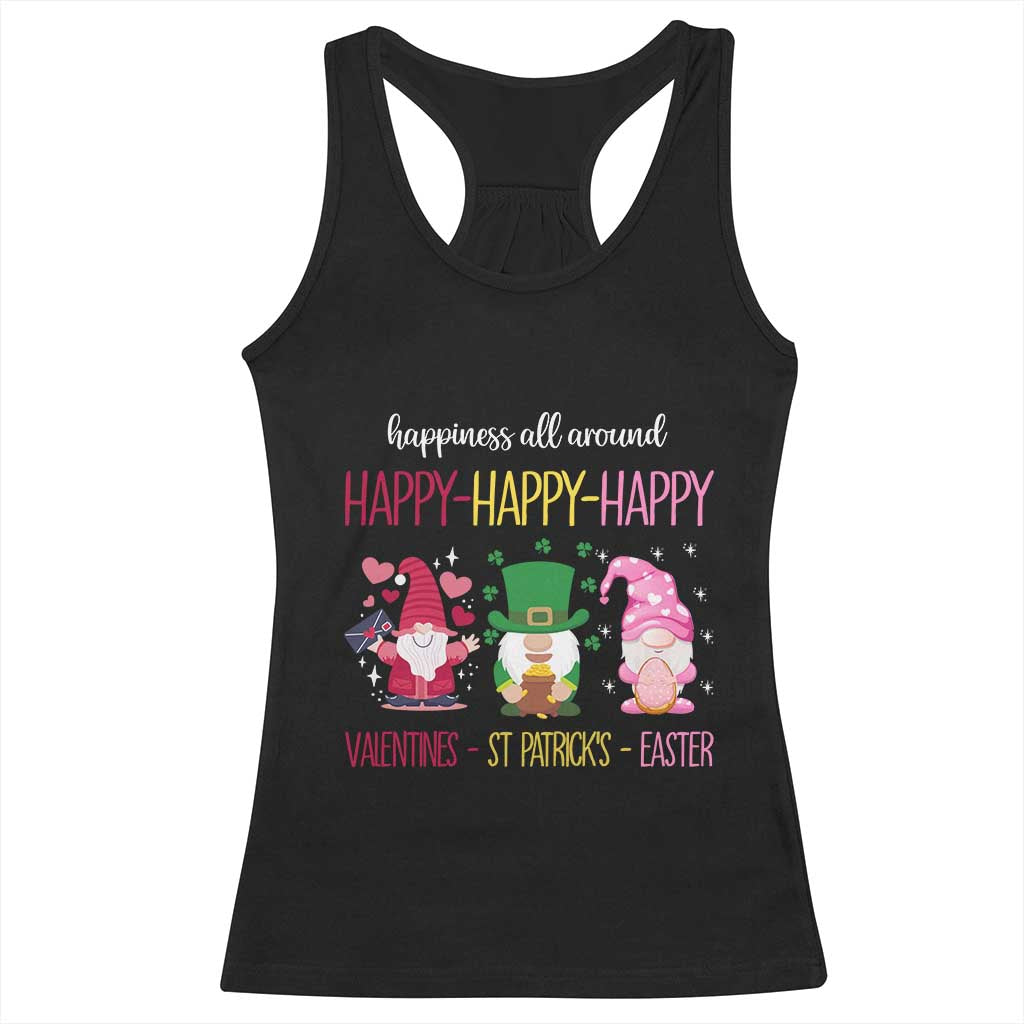 Happy Valentines St Patrick Easter Day Gnomies Racerback Tank Top TS09 Black Print Your Wear