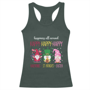Happy Valentines St Patrick Easter Day Gnomies Racerback Tank Top TS09 Dark Forest Green Print Your Wear