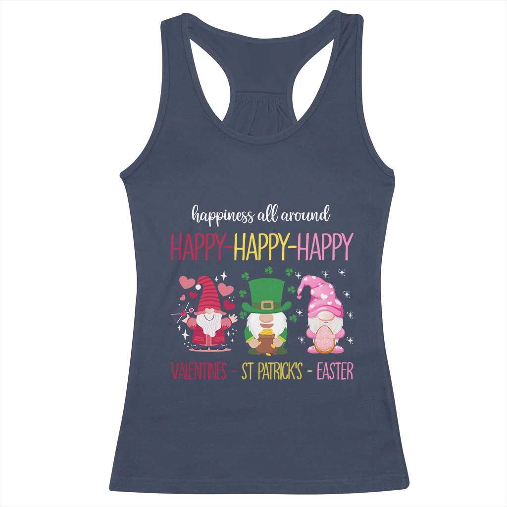Happy Valentines St Patrick Easter Day Gnomies Racerback Tank Top TS09 Navy Print Your Wear