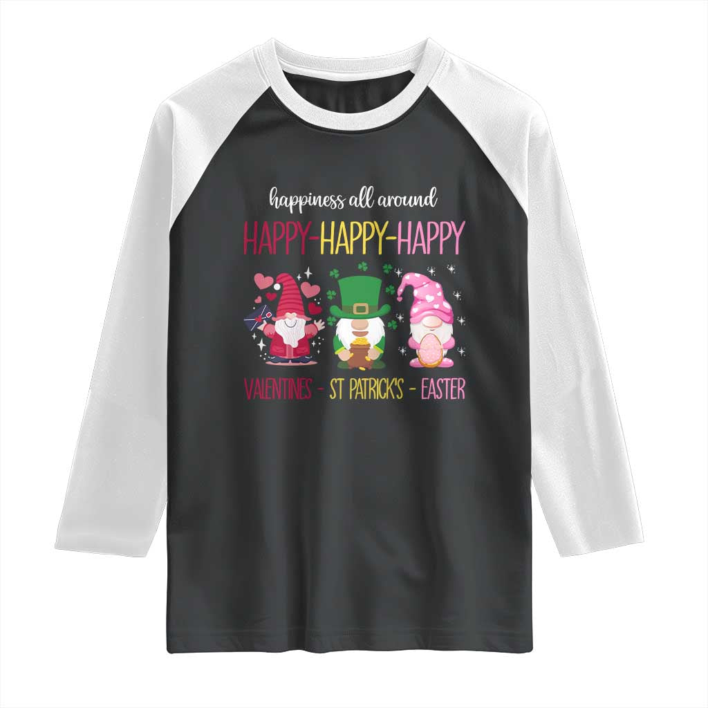 Happy Valentines St Patrick Easter Day Gnomies Raglan Shirt TS09 Black White Print Your Wear