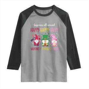 Happy Valentines St Patrick Easter Day Gnomies Raglan Shirt TS09 Sport Gray Black Print Your Wear