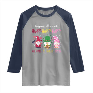 Happy Valentines St Patrick Easter Day Gnomies Raglan Shirt TS09 Sport Gray Navy Print Your Wear