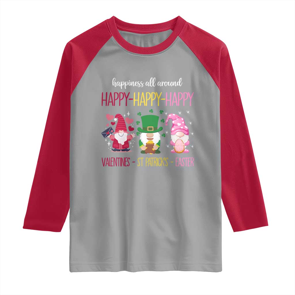 Happy Valentines St Patrick Easter Day Gnomies Raglan Shirt TS09 Sport Gray Red Print Your Wear