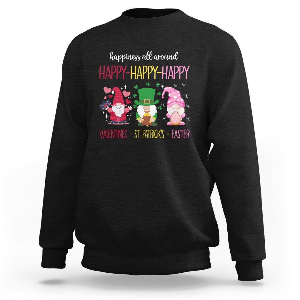Happy Valentines St Patrick Easter Day Gnomies Sweatshirt TS09 Black Printyourwear