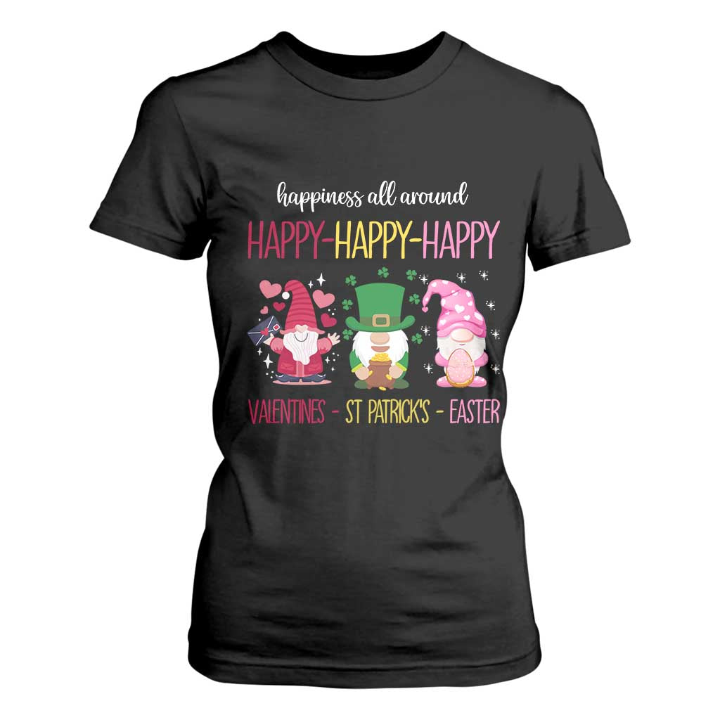 Happy Valentines St Patrick Easter Day Gnomies T Shirt For Women TS09 Black Print Your Wear