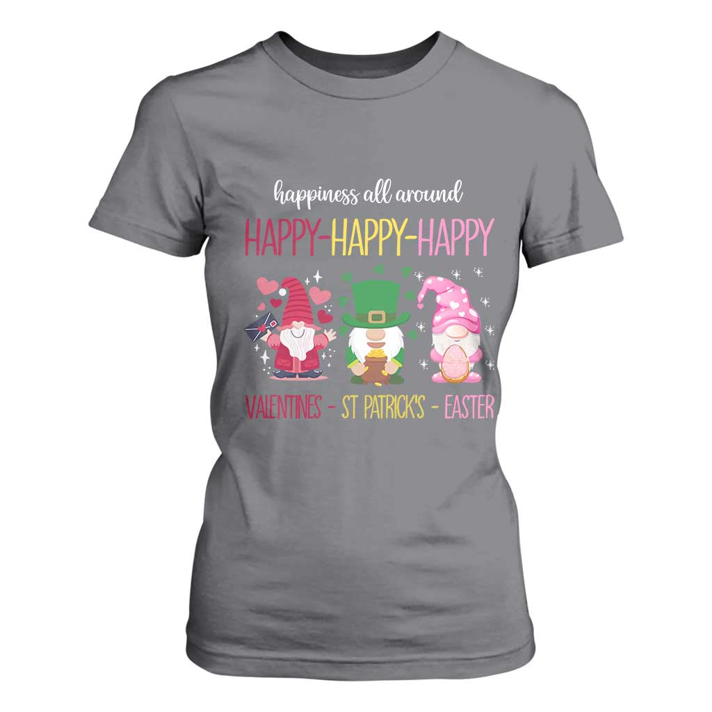 Happy Valentines St Patrick Easter Day Gnomies T Shirt For Women TS09 Charcoal Print Your Wear