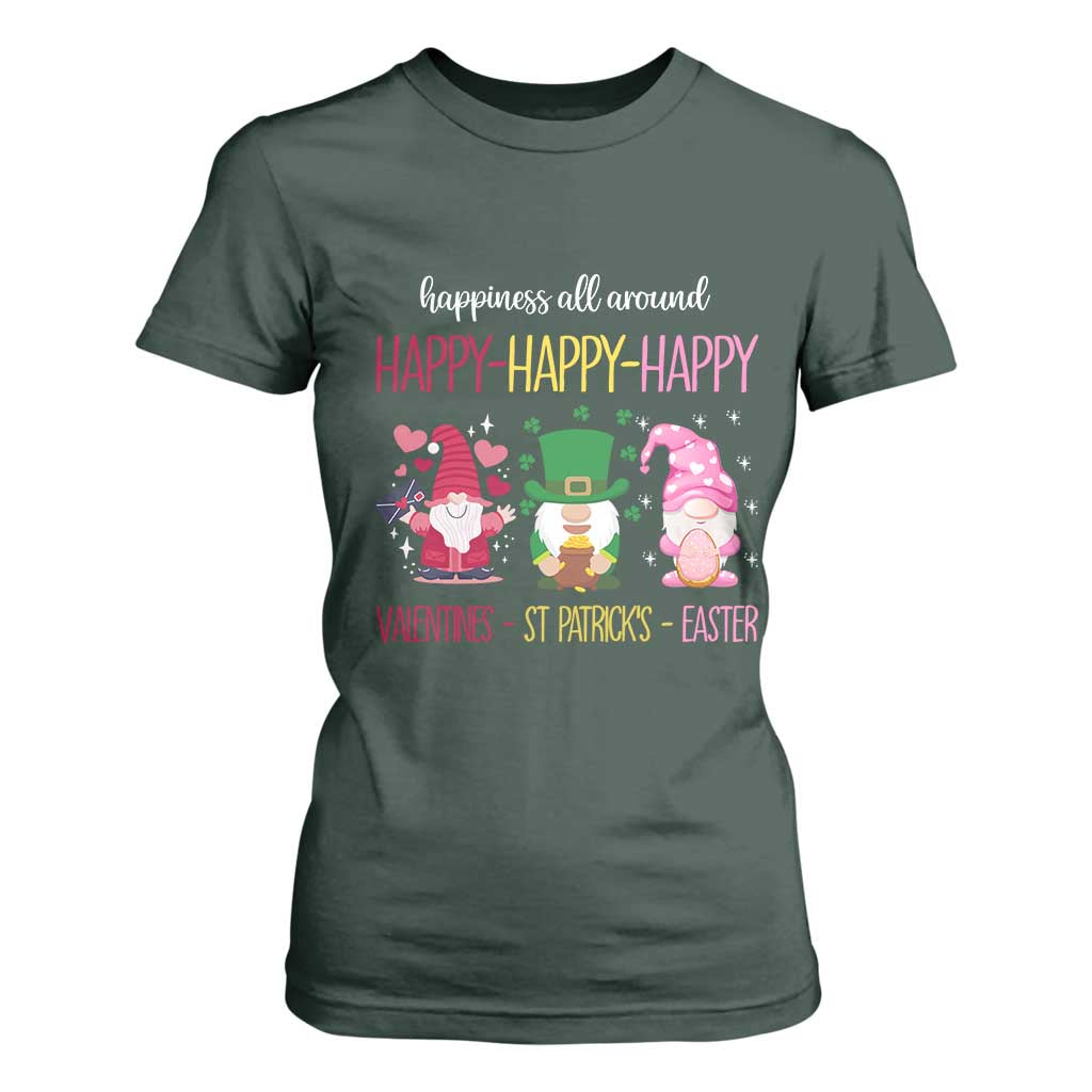 Happy Valentines St Patrick Easter Day Gnomies T Shirt For Women TS09 Dark Forest Green Print Your Wear