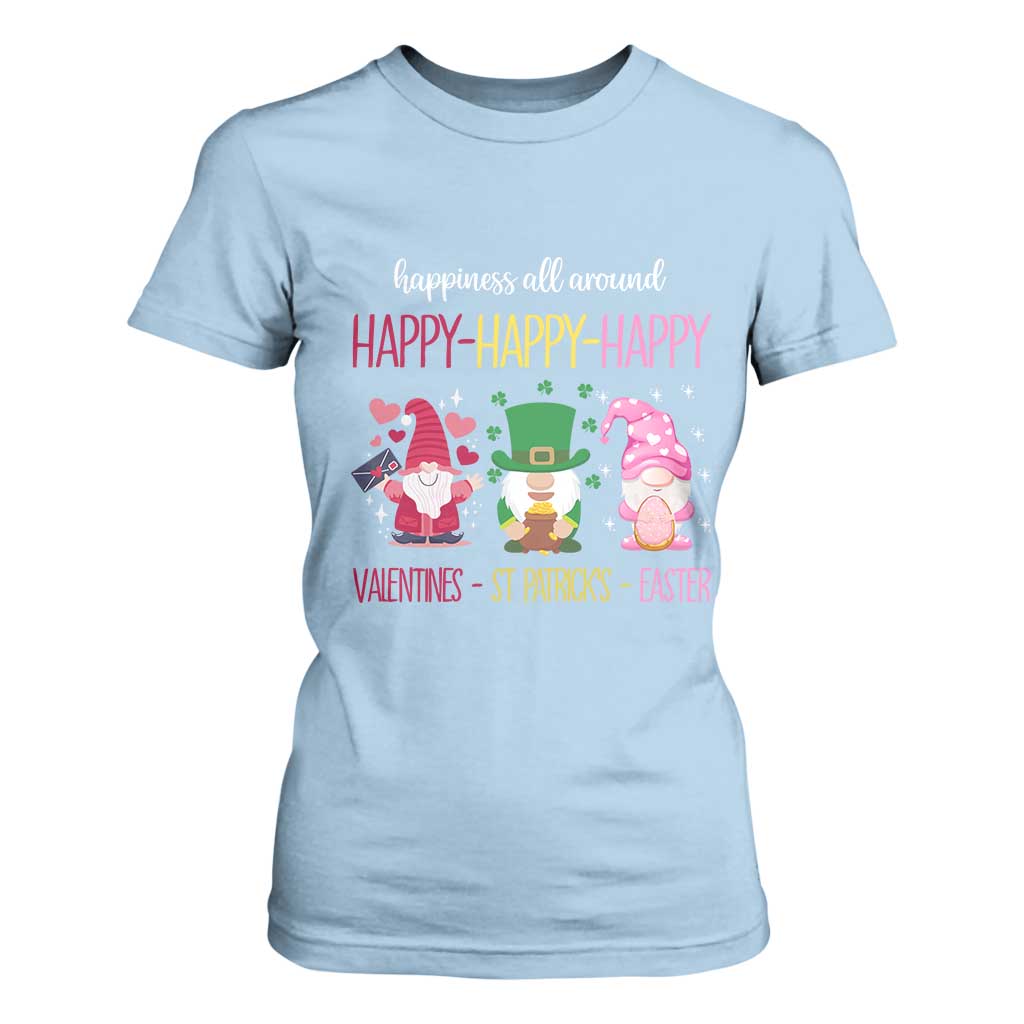 Happy Valentines St Patrick Easter Day Gnomies T Shirt For Women TS09 Light Blue Print Your Wear