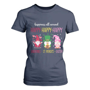 Happy Valentines St Patrick Easter Day Gnomies T Shirt For Women TS09 Navy Print Your Wear