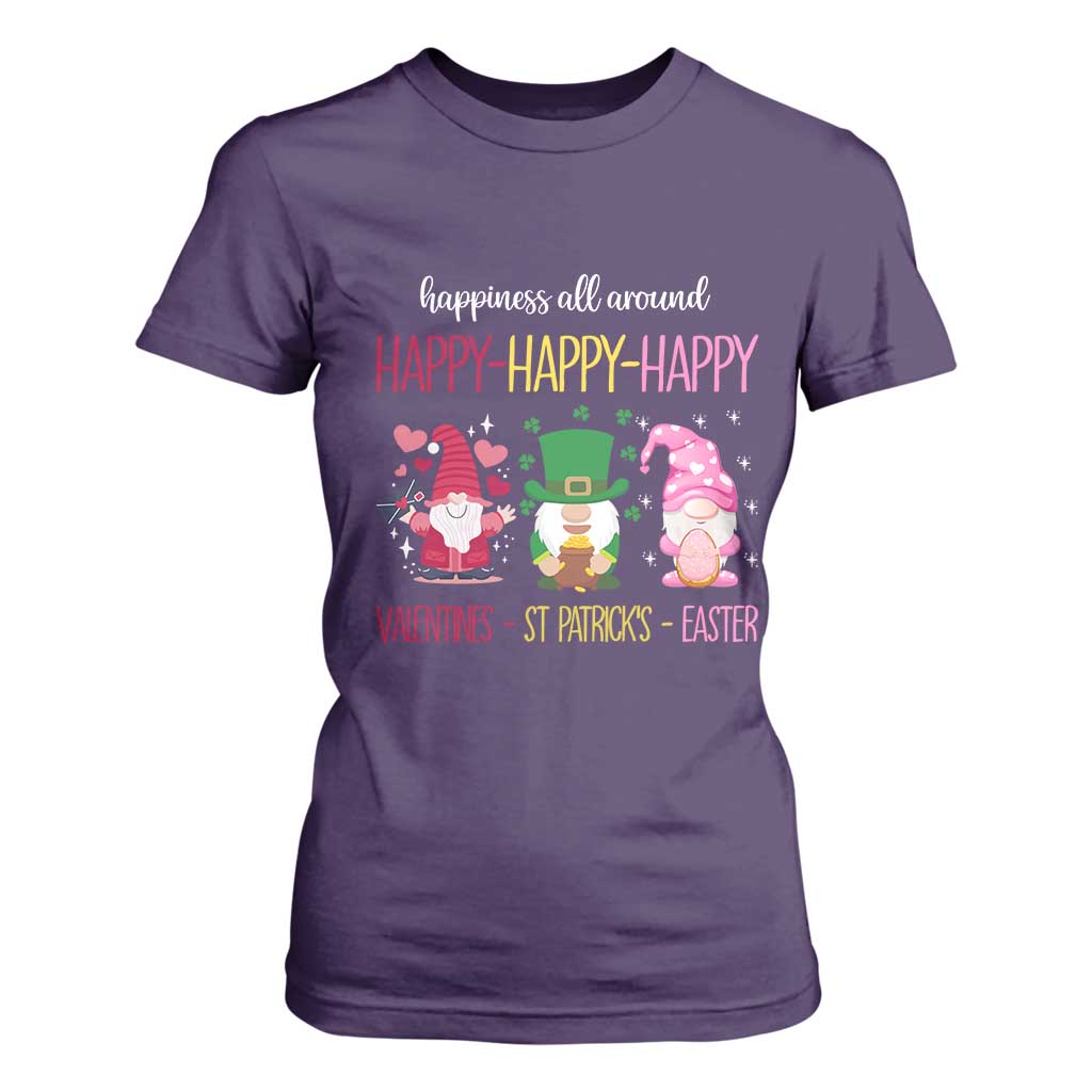 Happy Valentines St Patrick Easter Day Gnomies T Shirt For Women TS09 Purple Print Your Wear
