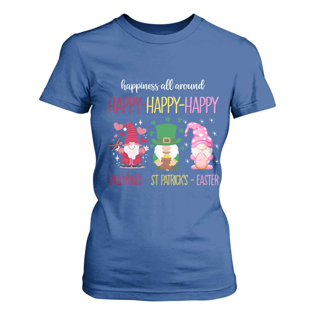 Happy Valentines St Patrick Easter Day Gnomies T Shirt For Women TS09 Royal Blue Print Your Wear