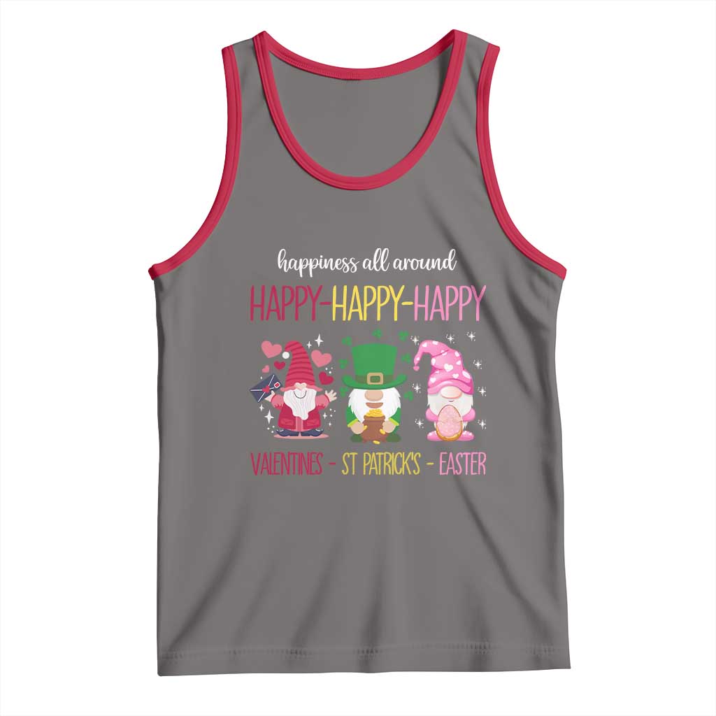 Happy Valentines St Patrick Easter Day Gnomies Tank Top TS09 Deep Heather Red Print Your Wear