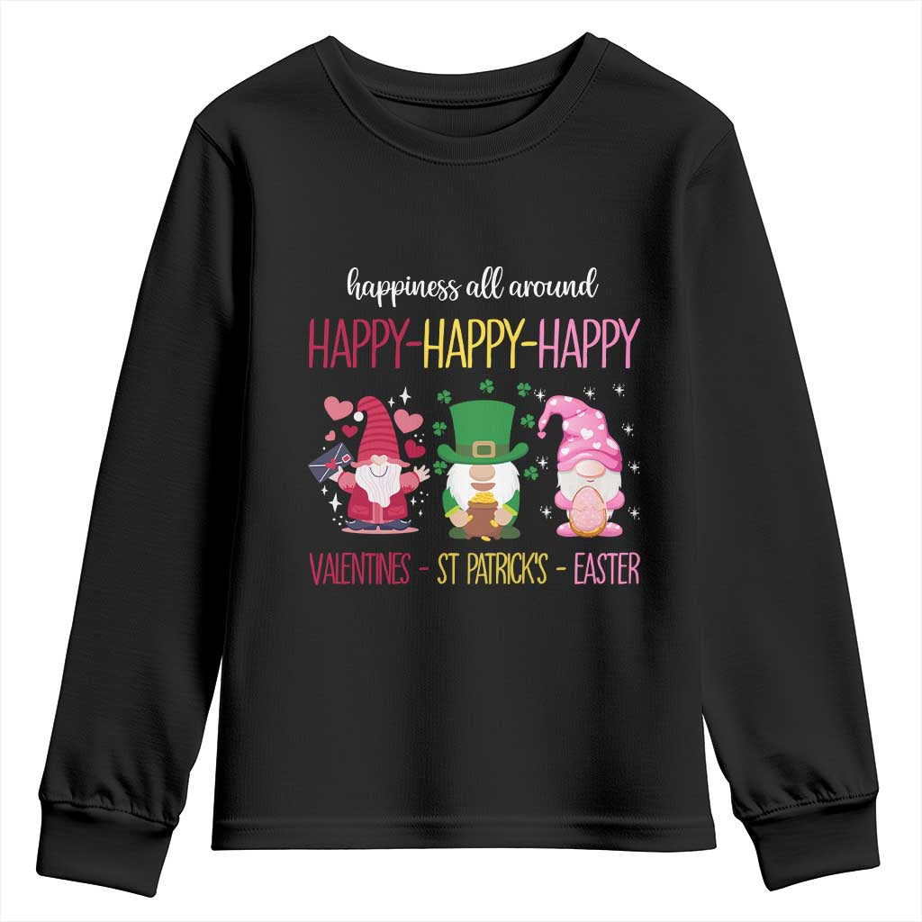Happy Valentines St Patrick Easter Day Gnomies Youth Sweatshirt TS09 Black Print Your Wear