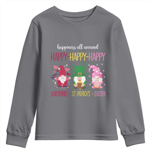 Happy Valentines St Patrick Easter Day Gnomies Youth Sweatshirt TS09 Charcoal Print Your Wear