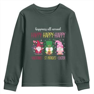 Happy Valentines St Patrick Easter Day Gnomies Youth Sweatshirt TS09 Dark Forest Green Print Your Wear
