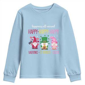 Happy Valentines St Patrick Easter Day Gnomies Youth Sweatshirt TS09 Light Blue Print Your Wear