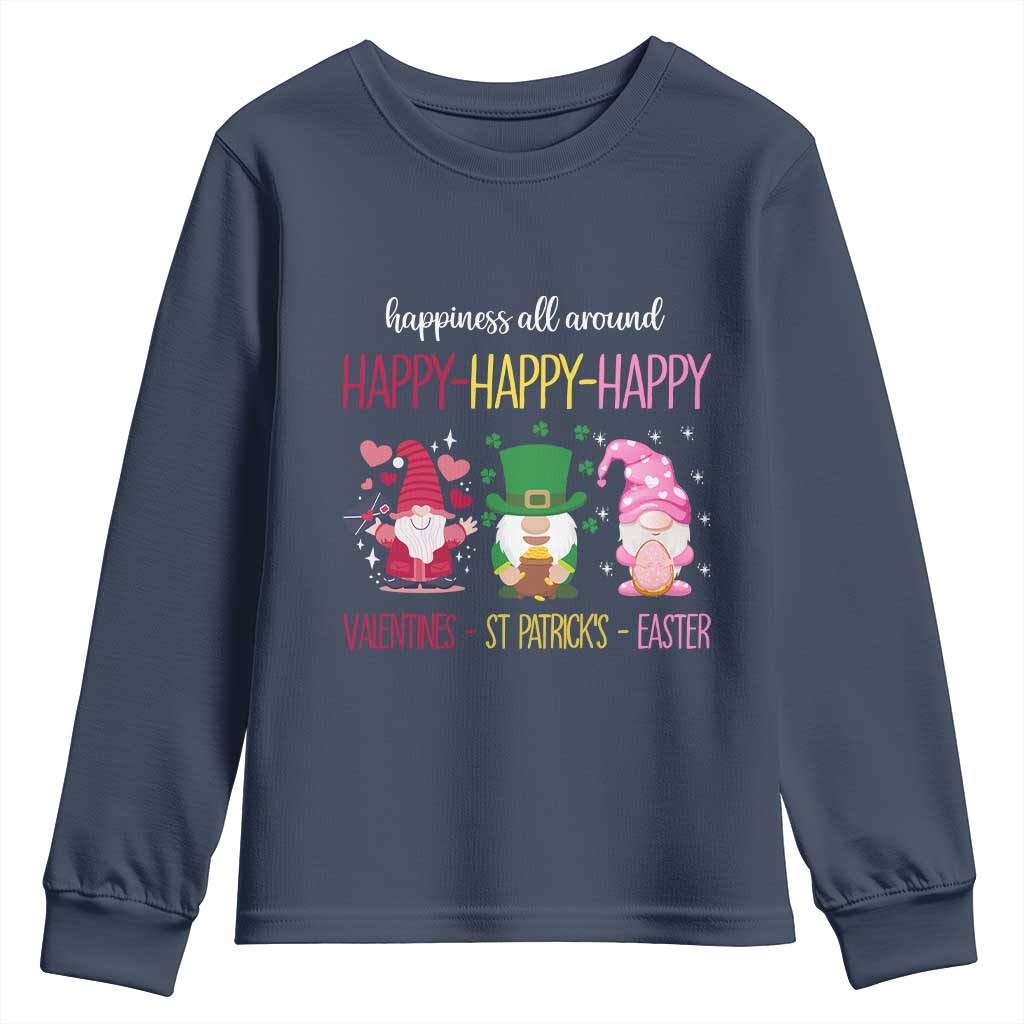 Happy Valentines St Patrick Easter Day Gnomies Youth Sweatshirt TS09 Navy Print Your Wear