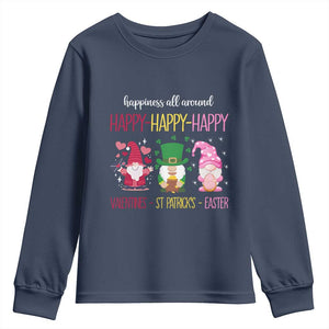 Happy Valentines St Patrick Easter Day Gnomies Youth Sweatshirt TS09 Navy Print Your Wear