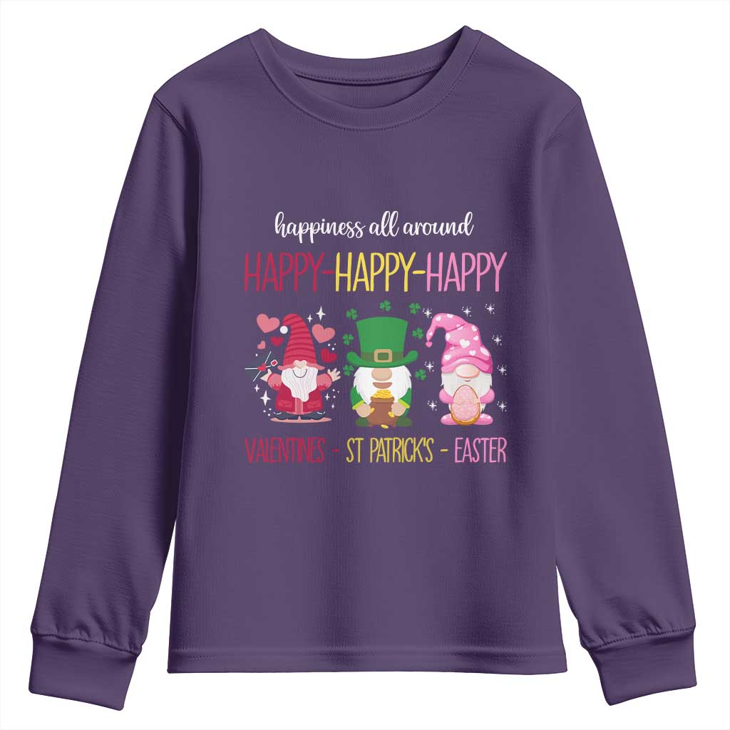 Happy Valentines St Patrick Easter Day Gnomies Youth Sweatshirt TS09 Purple Print Your Wear
