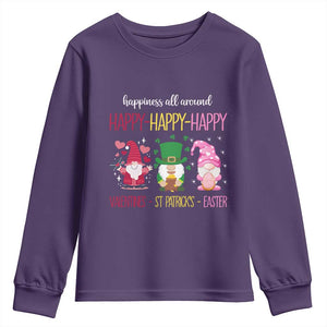 Happy Valentines St Patrick Easter Day Gnomies Youth Sweatshirt TS09 Purple Print Your Wear