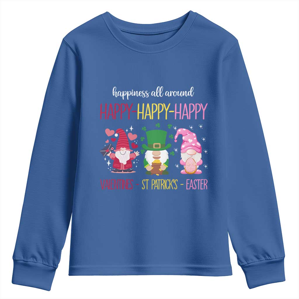 Happy Valentines St Patrick Easter Day Gnomies Youth Sweatshirt TS09 Royal Blue Print Your Wear