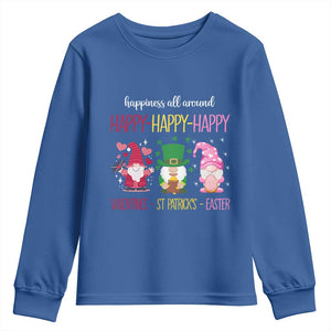 Happy Valentines St Patrick Easter Day Gnomies Youth Sweatshirt TS09 Royal Blue Print Your Wear