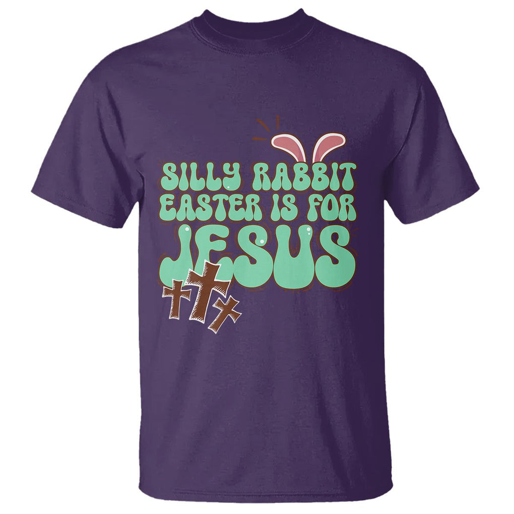 Silly Rabbit Easter Is For Jesus Funny T Shirt TS09 Purple Printyourwear