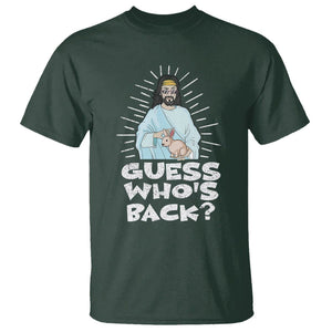 Easter Day T Shirt Guess Who's Back Funny Jesus Bunny TS09 Dark Forest Green Printyourwear