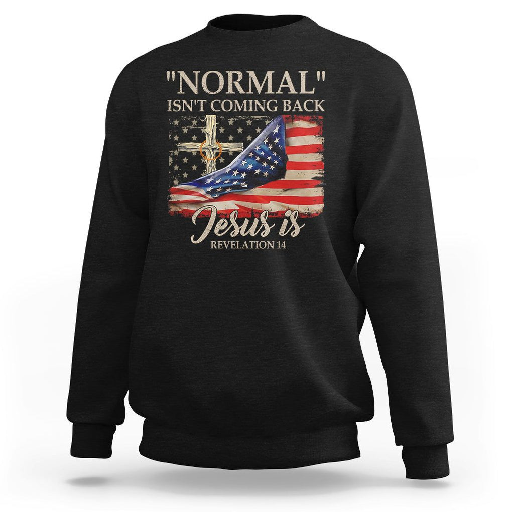 Easter Day Sweatshirt Normal Isn't Coming Back Jesus Is U.S. Christian Flag TS09 Black Printyourwear